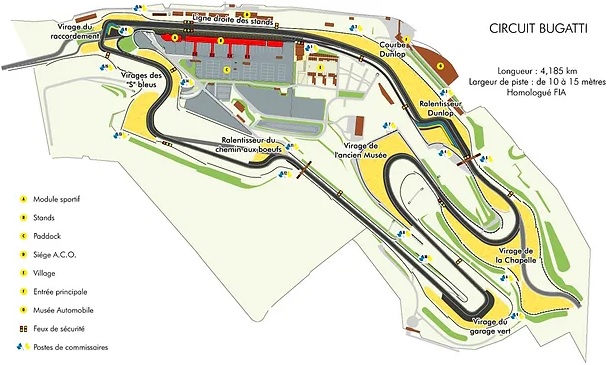 Schéma du circuit Bugatti au Mans